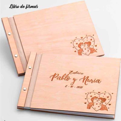 Libro de Firmas madera Novios Personalizado