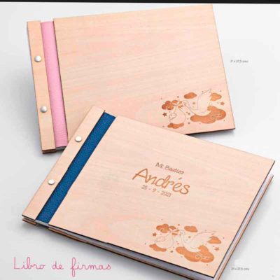 Libro de firmas madera bebé personalizado